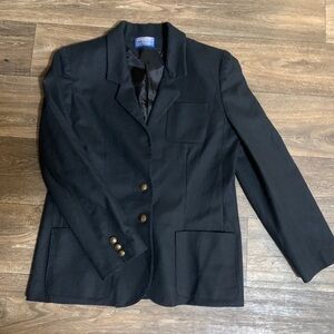 100% Wool Pendleton Black Blazer with Gold Buttons